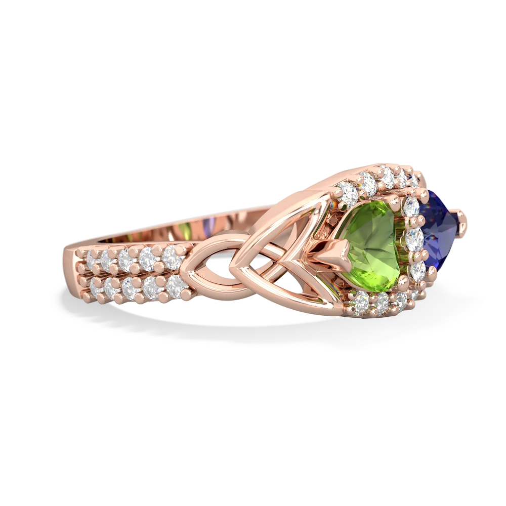 Peridot Sparkling Celtic Knot 14K Rose Gold ring R2645