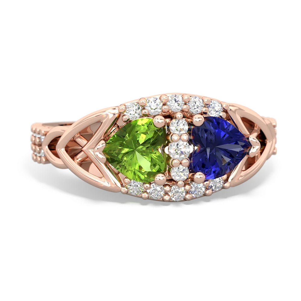 Peridot Sparkling Celtic Knot 14K Rose Gold ring R2645