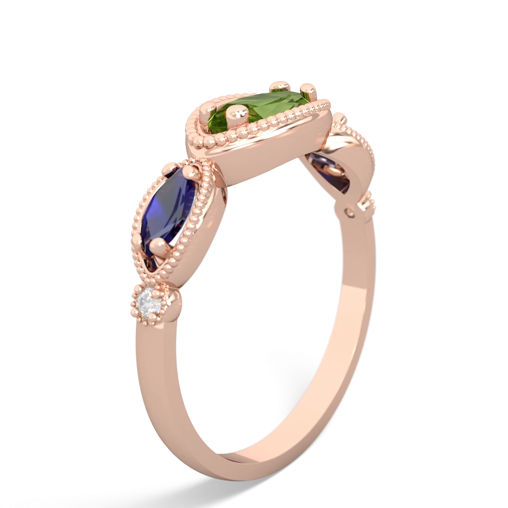 Peridot Milgrain Marquise 14K Rose Gold ring R5700