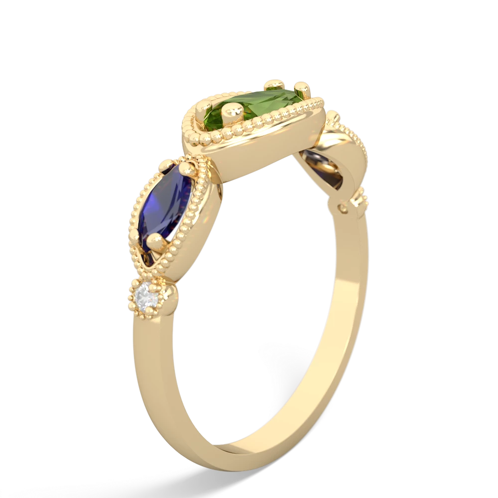 Peridot Milgrain Marquise 14K Yellow Gold ring R5700