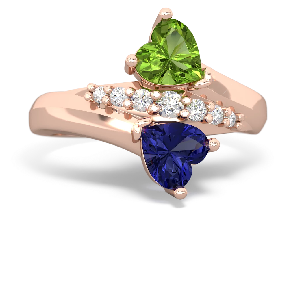 Peridot Heart To Heart 14K Rose Gold ring R2064