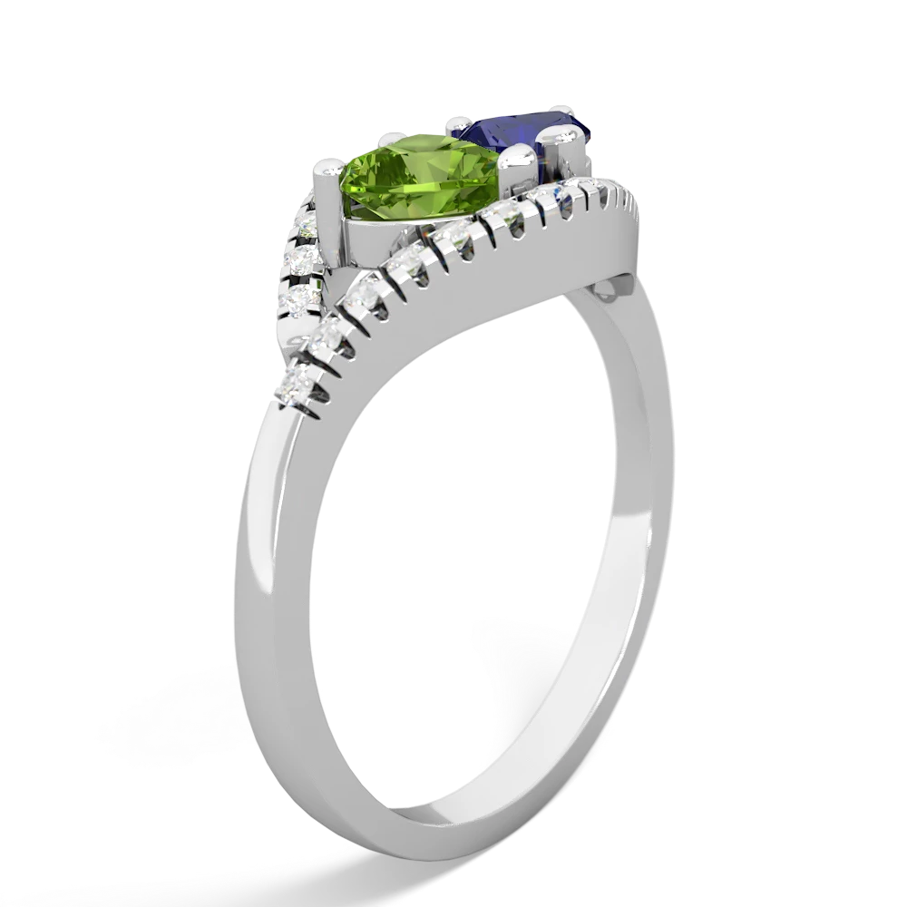 Peridot Mother And Child 14K White Gold ring R3010