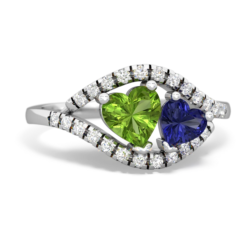 Peridot Mother And Child 14K White Gold ring R3010