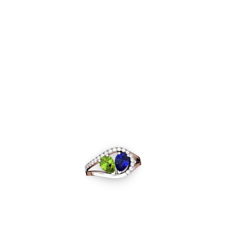 Peridot Nestled Heart Keepsake 14K White Gold ring R5650