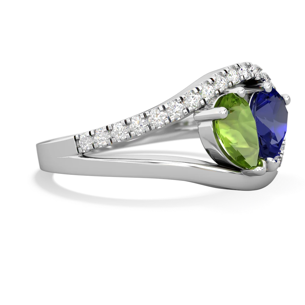 Peridot Nestled Heart Keepsake 14K White Gold ring R5650