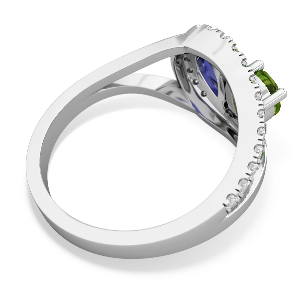 Peridot Nestled Heart Keepsake 14K White Gold ring R5650