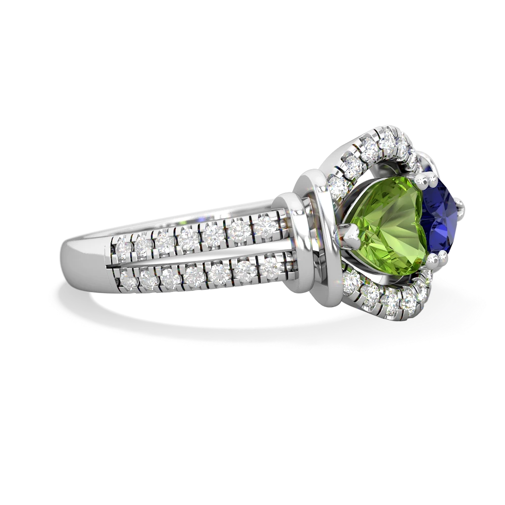 Peridot Art-Deco Keepsake 14K White Gold ring R5630