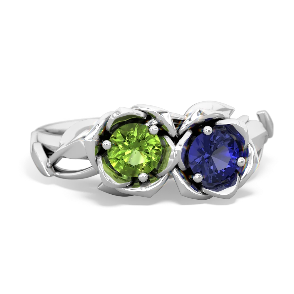 Peridot Rose Garden 14K White Gold ring R5510