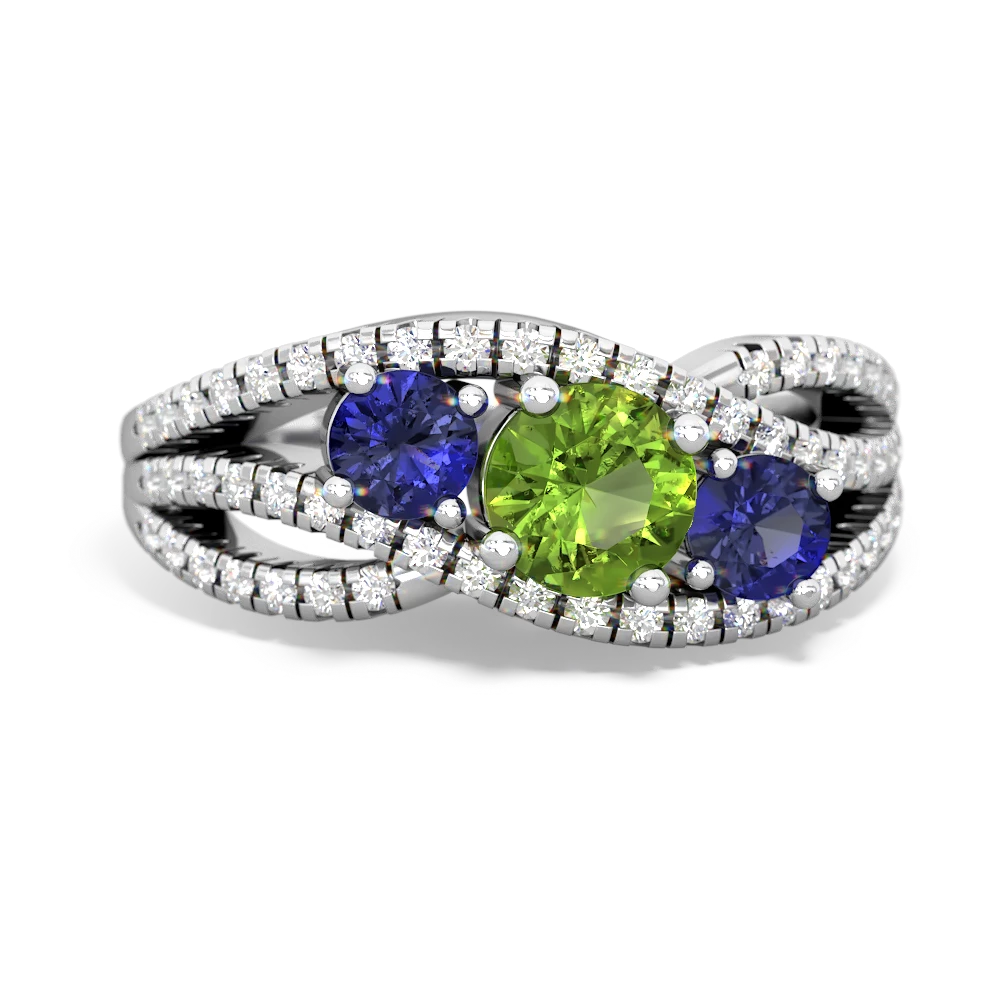 Peridot Three Stone Aurora 14K White Gold ring R3080