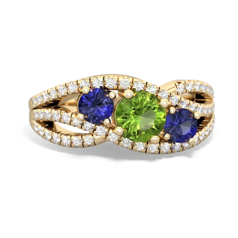 Peridot Three Stone Aurora 14K Yellow Gold ring R3080