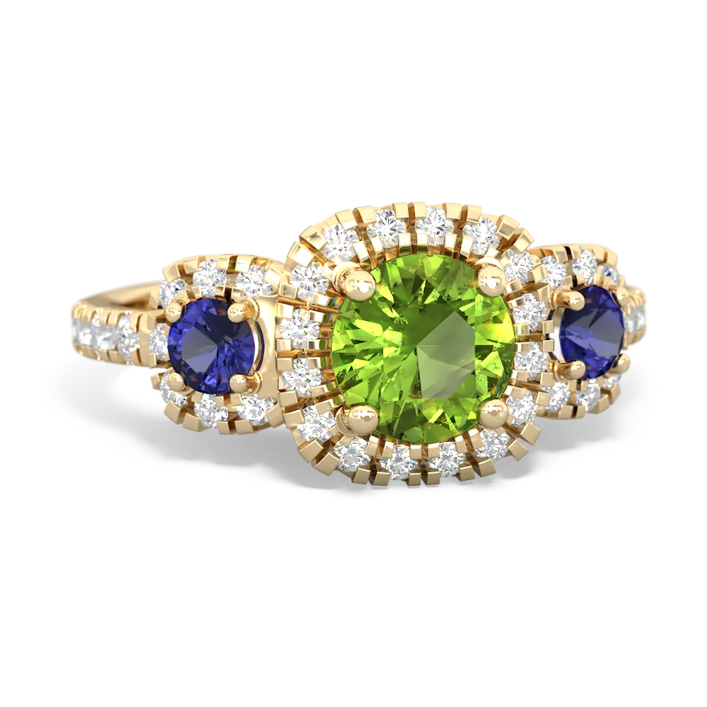 Peridot Regal Halo 14K Yellow Gold ring R5350