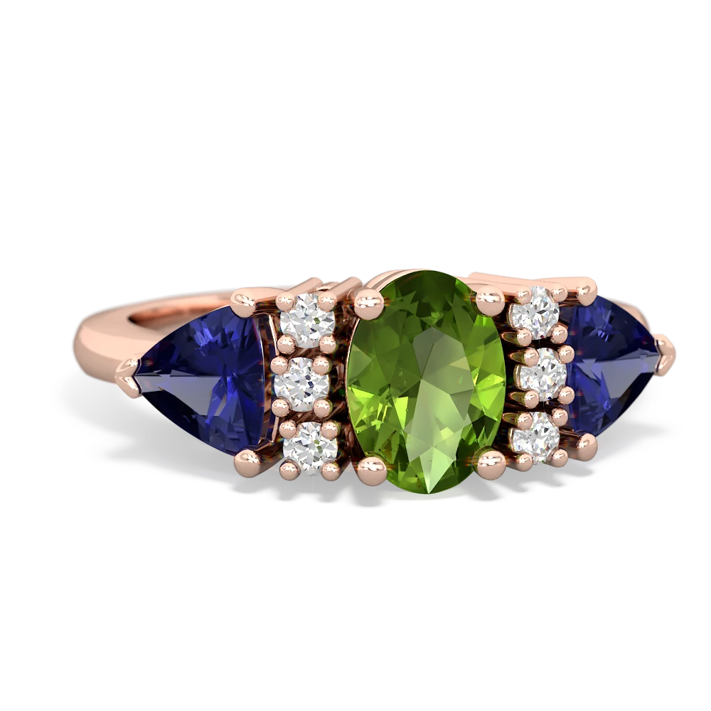 Peridot Antique Style Three Stone 14K Rose Gold ring R2186