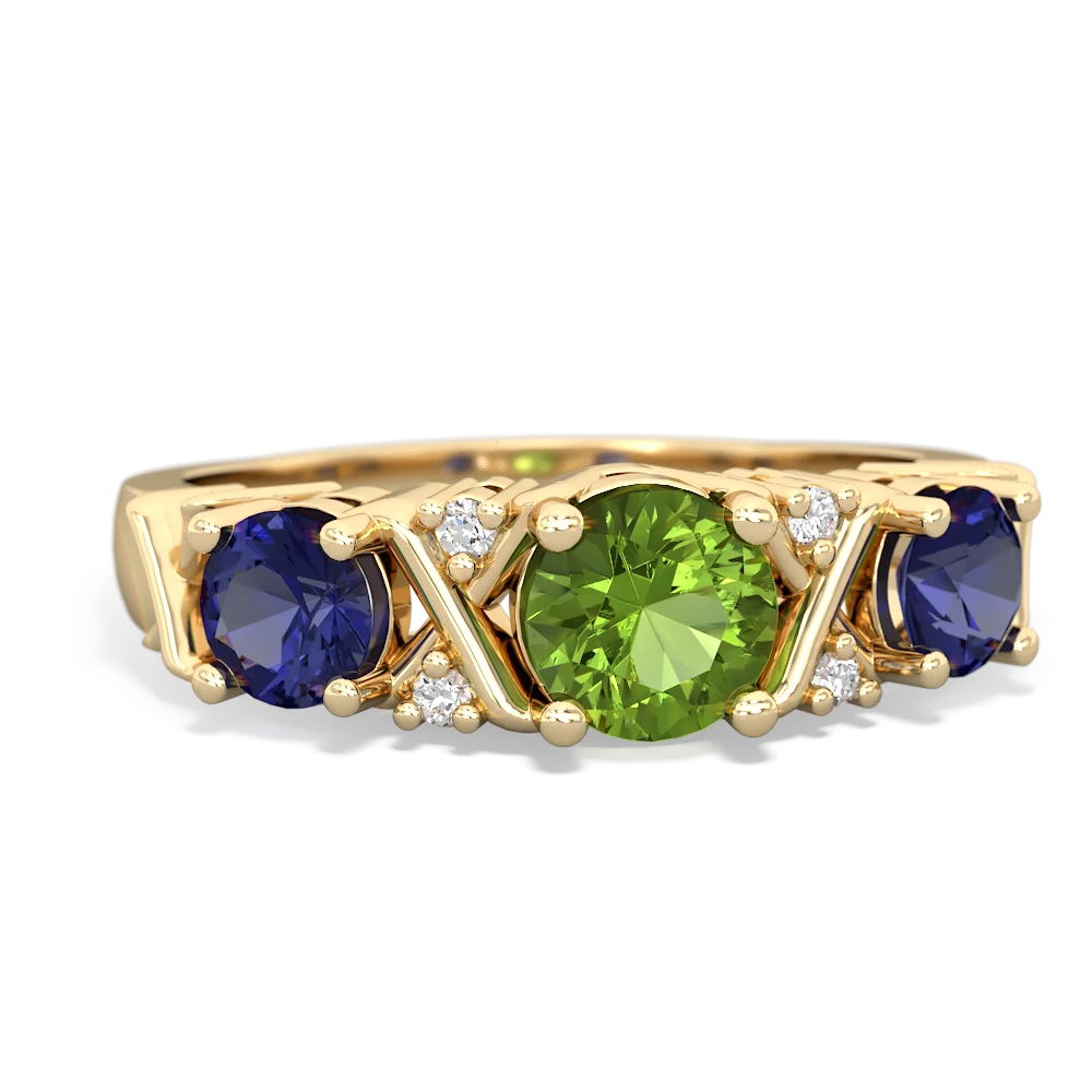 Peridot Hugs And Kisses 14K Yellow Gold ring R5016