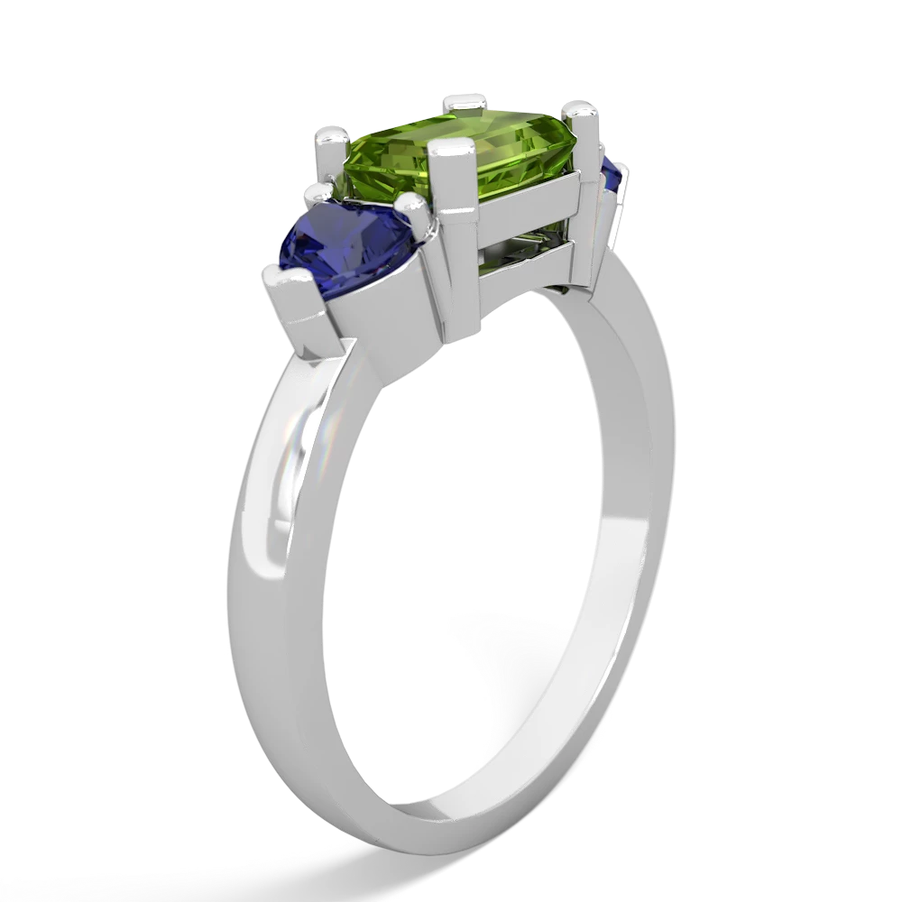 Peridot Three Stone 14K White Gold ring R5235