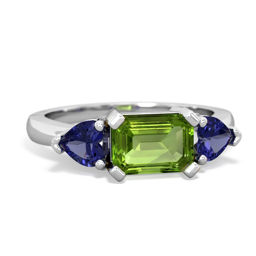 Peridot Three Stone 14K White Gold ring R5235