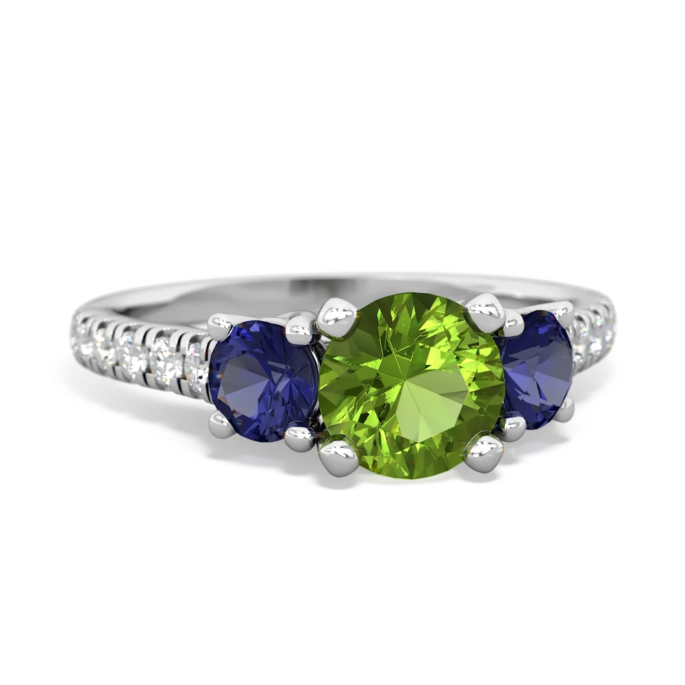 Peridot Pave Trellis 14K White Gold ring R5500