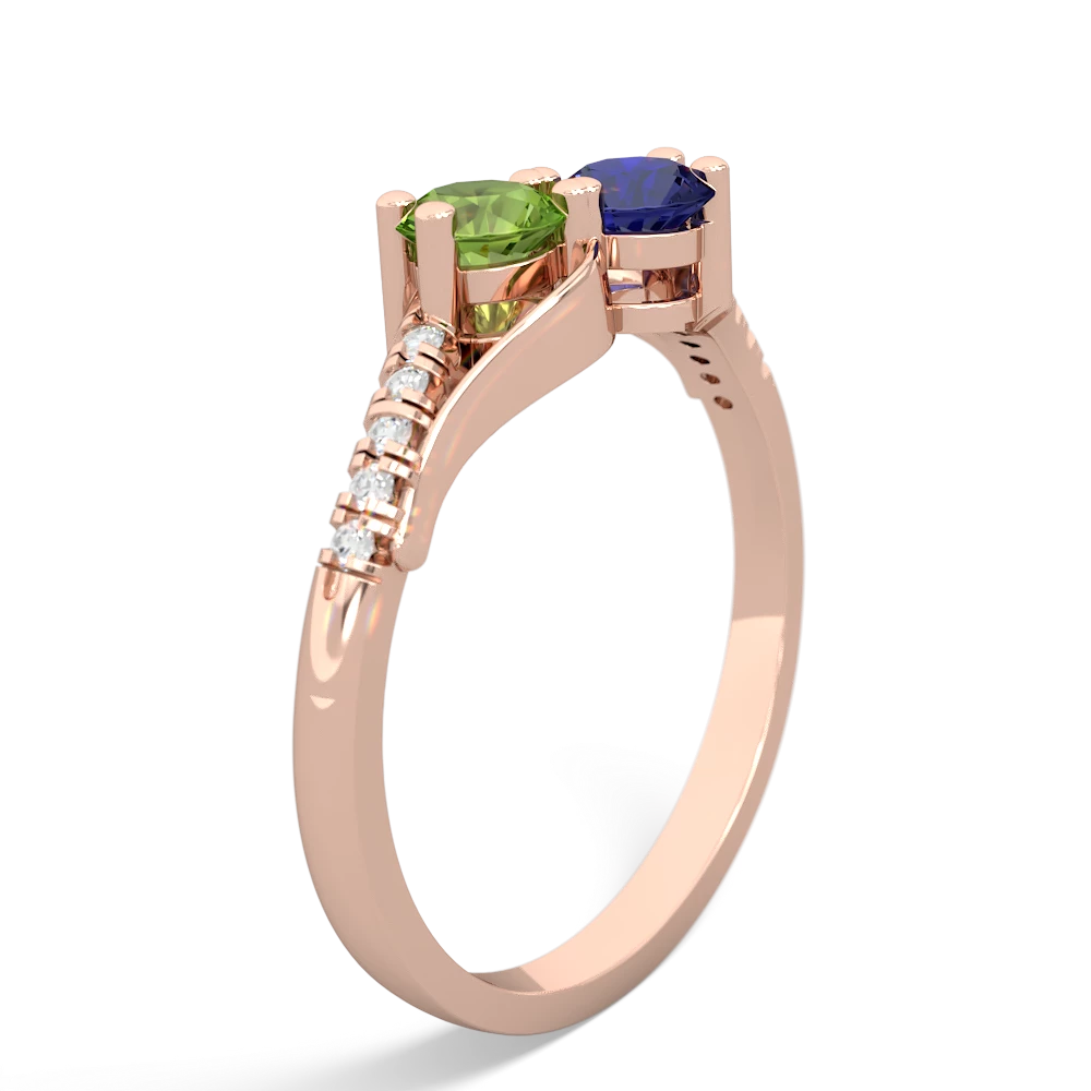 Peridot Infinity Pave Two Stone 14K Rose Gold ring R5285