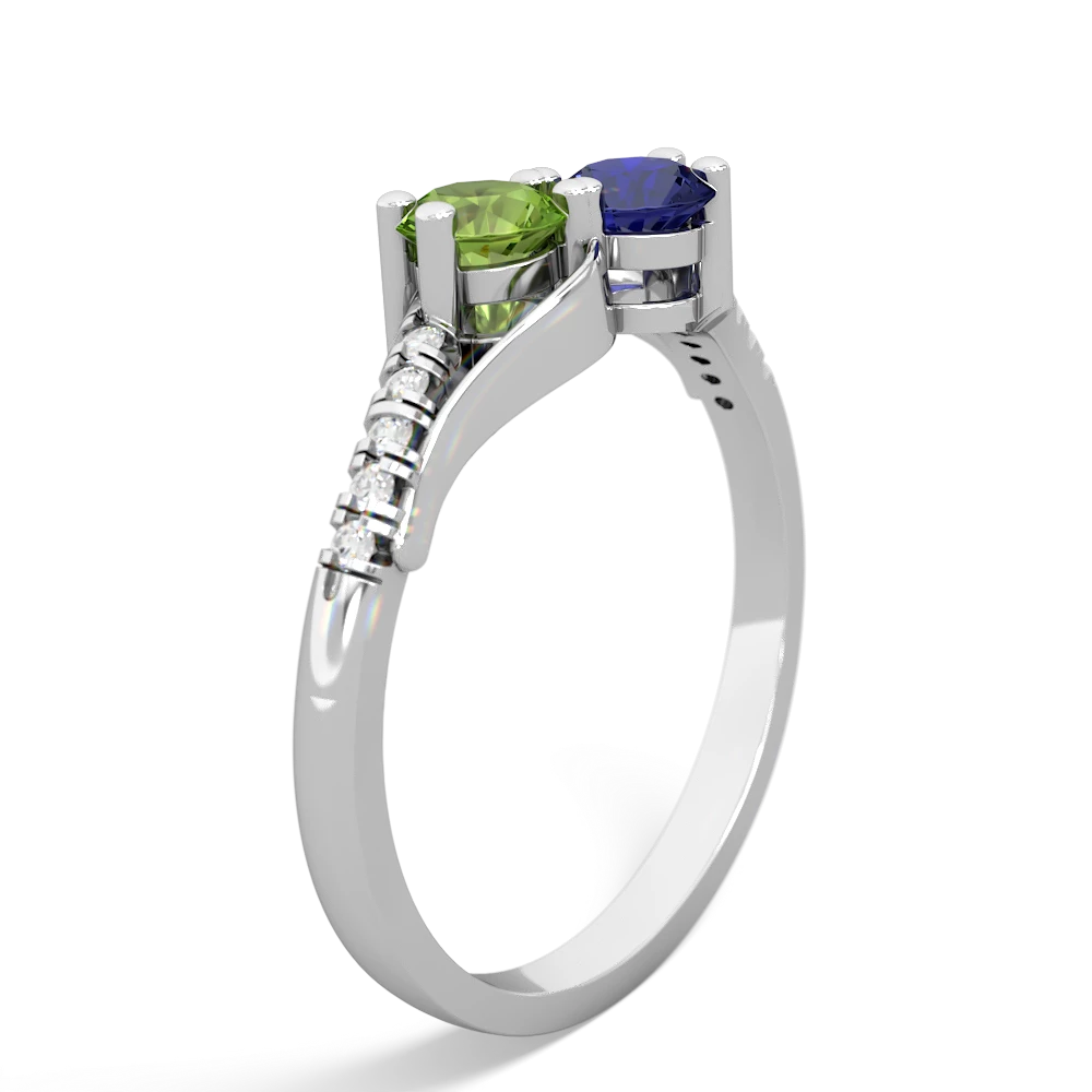 Peridot Infinity Pave Two Stone 14K White Gold ring R5285