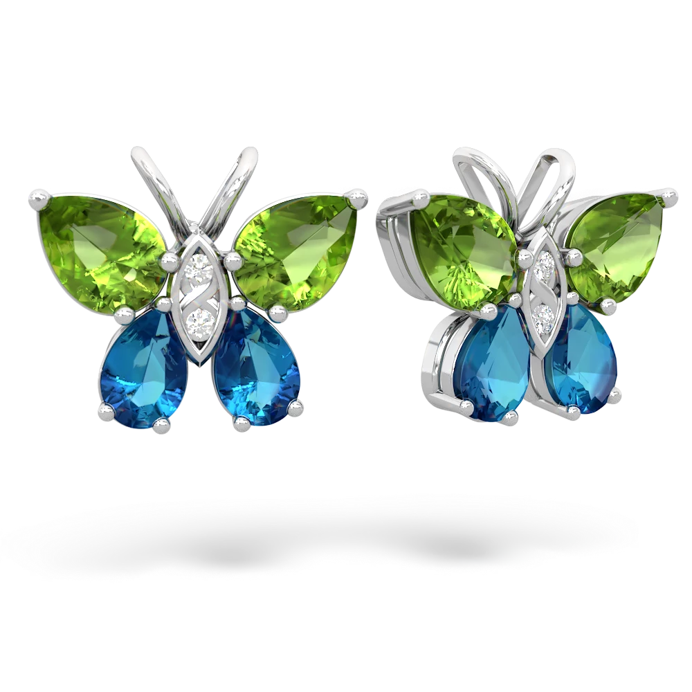 Peridot Butterfly 14K White Gold earrings E2215