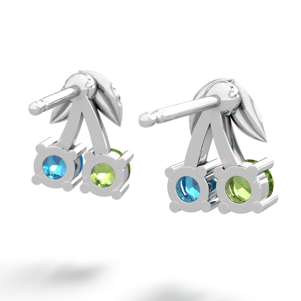 Peridot Sweet Cherries 14K White Gold earrings E7001