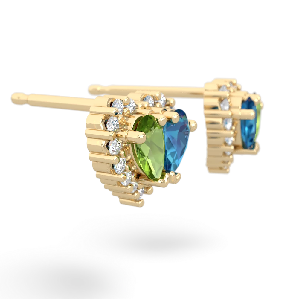 Peridot Halo 14K Yellow Gold earrings E7008
