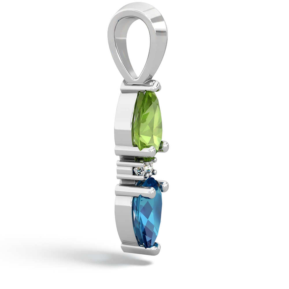 Peridot Bowtie Drop 14K White Gold pendant P0865