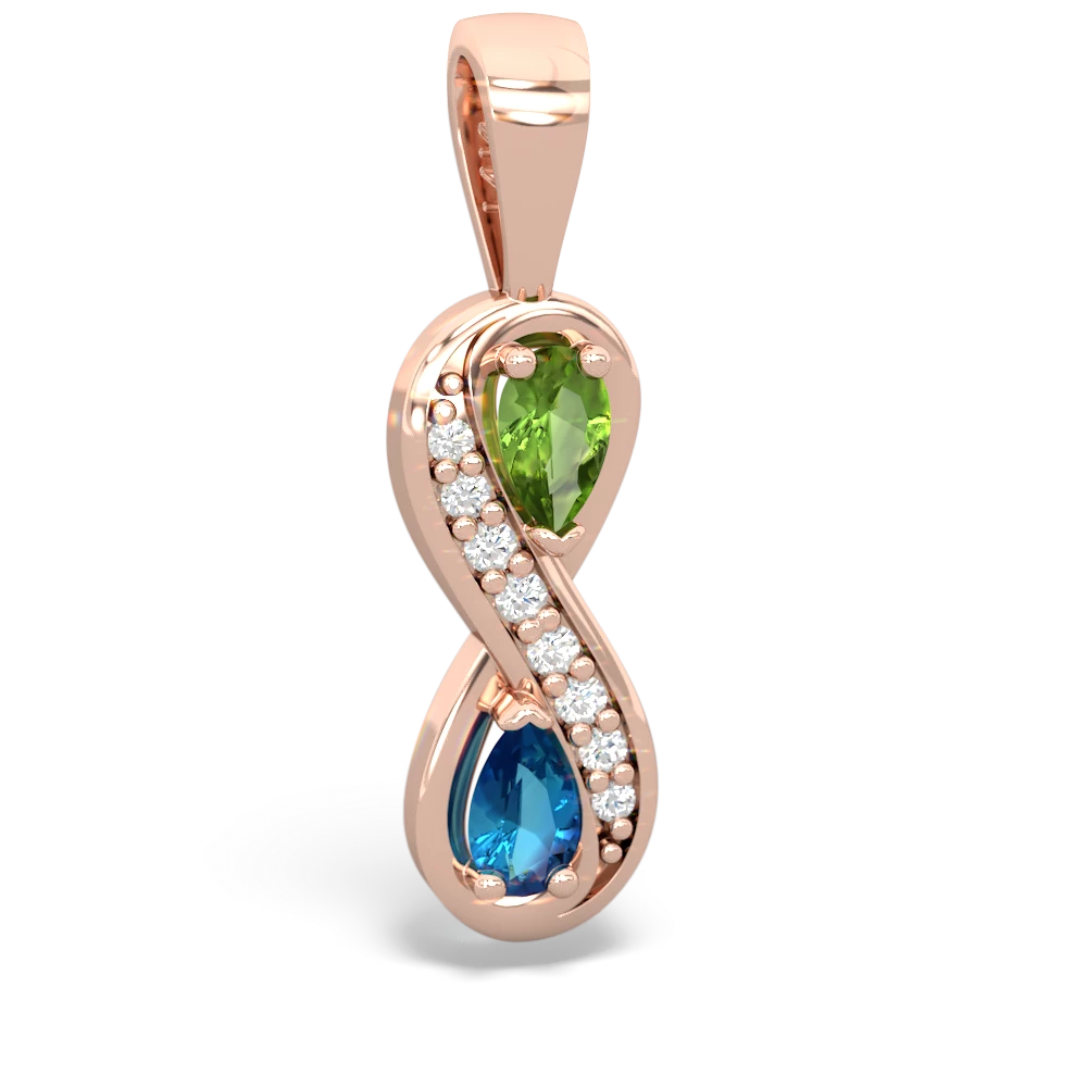 Peridot Diamond Infinity 14K Rose Gold pendant P5390