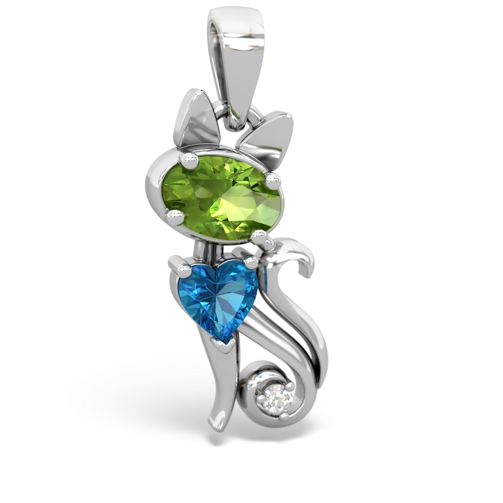 Peridot Kitten 14K White Gold pendant P5780