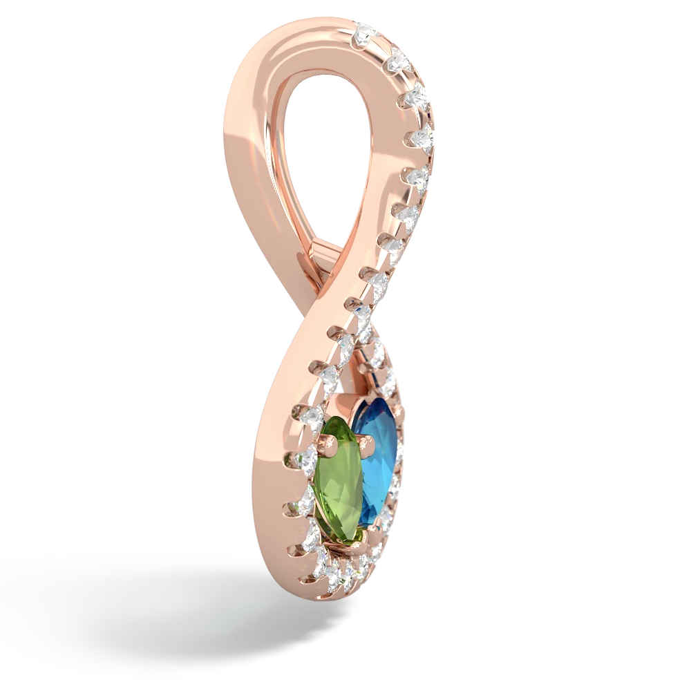 Peridot Pave Twist 'One Heart' 14K Rose Gold pendant P5360