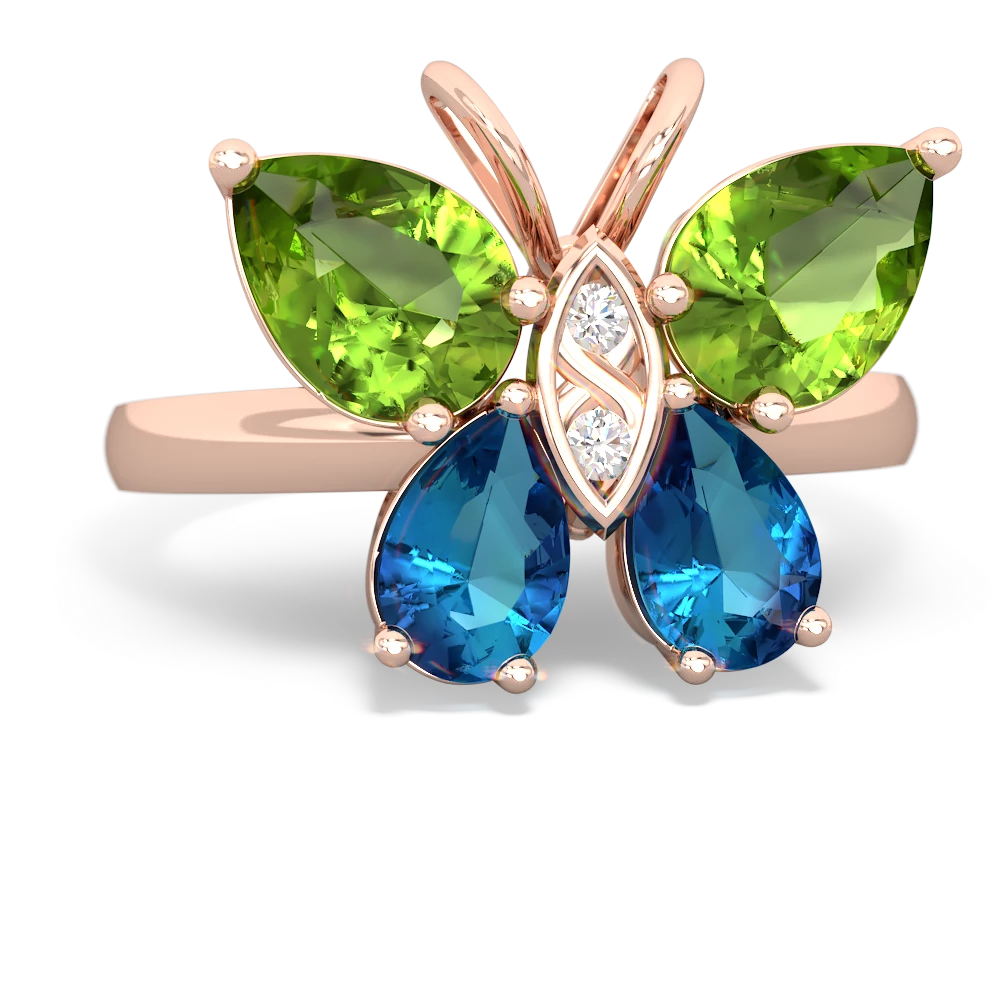 Peridot Butterfly 14K Rose Gold ring R2215