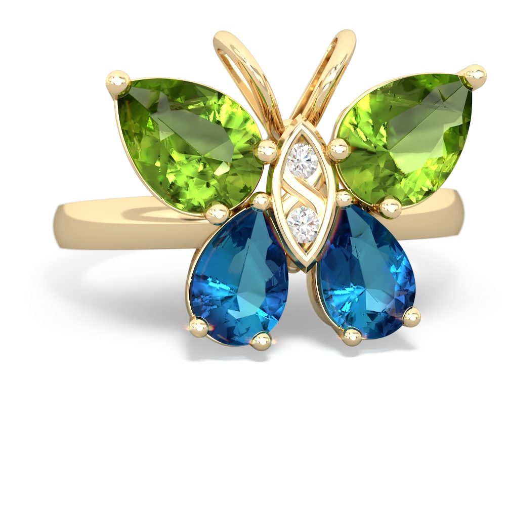 Peridot Butterfly 14K Yellow Gold ring R2215