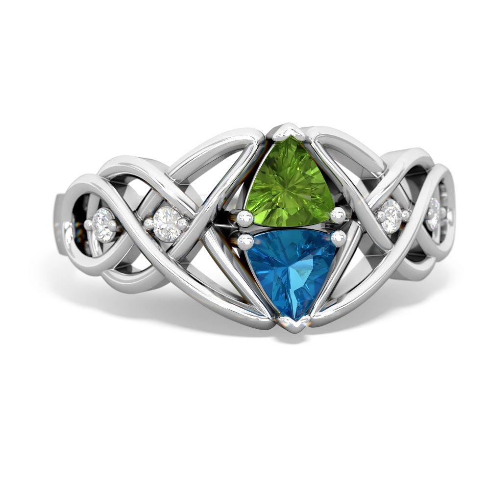 Peridot Keepsake Celtic Knot 14K White Gold ring R5300