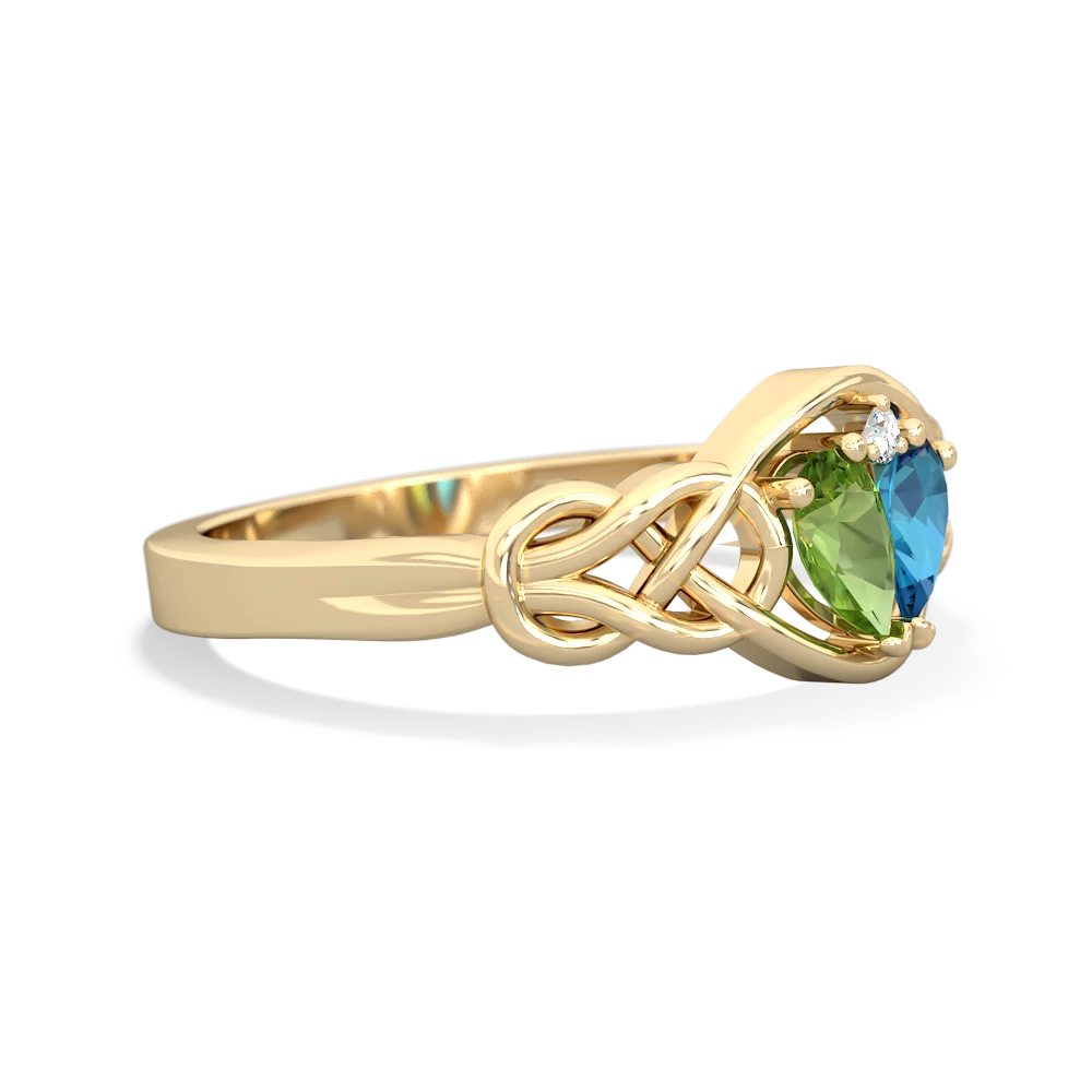 Peridot Celtic Love Knot 14K Yellow Gold ring R5420