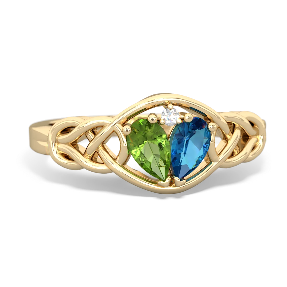 Peridot Celtic Love Knot 14K Yellow Gold ring R5420