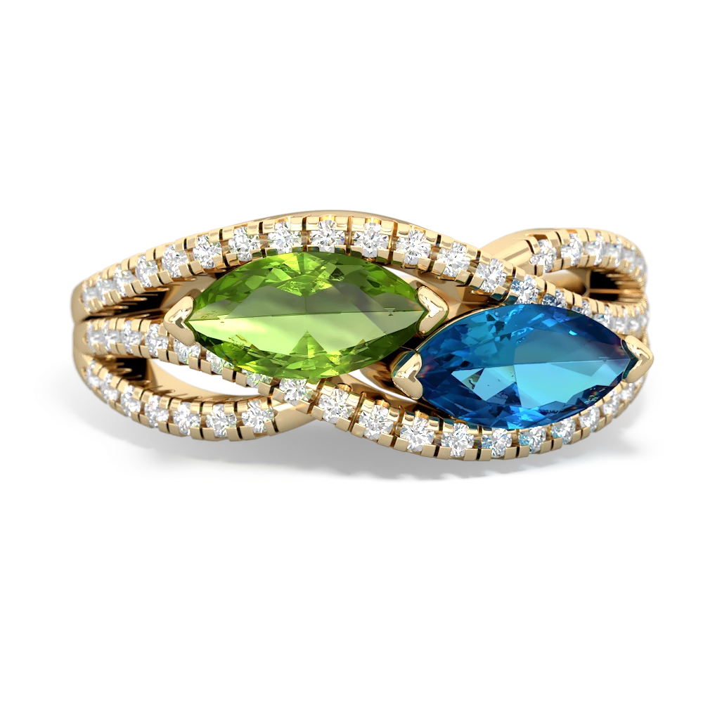 Peridot Diamond Rivers 14K Yellow Gold ring R3070