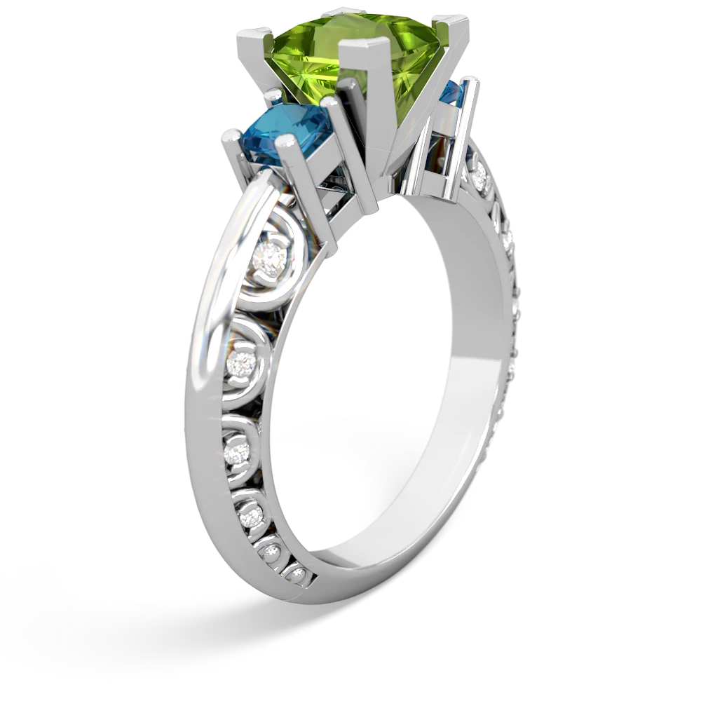 Peridot Eternal Embrace Engagement 14K White Gold ring C2001