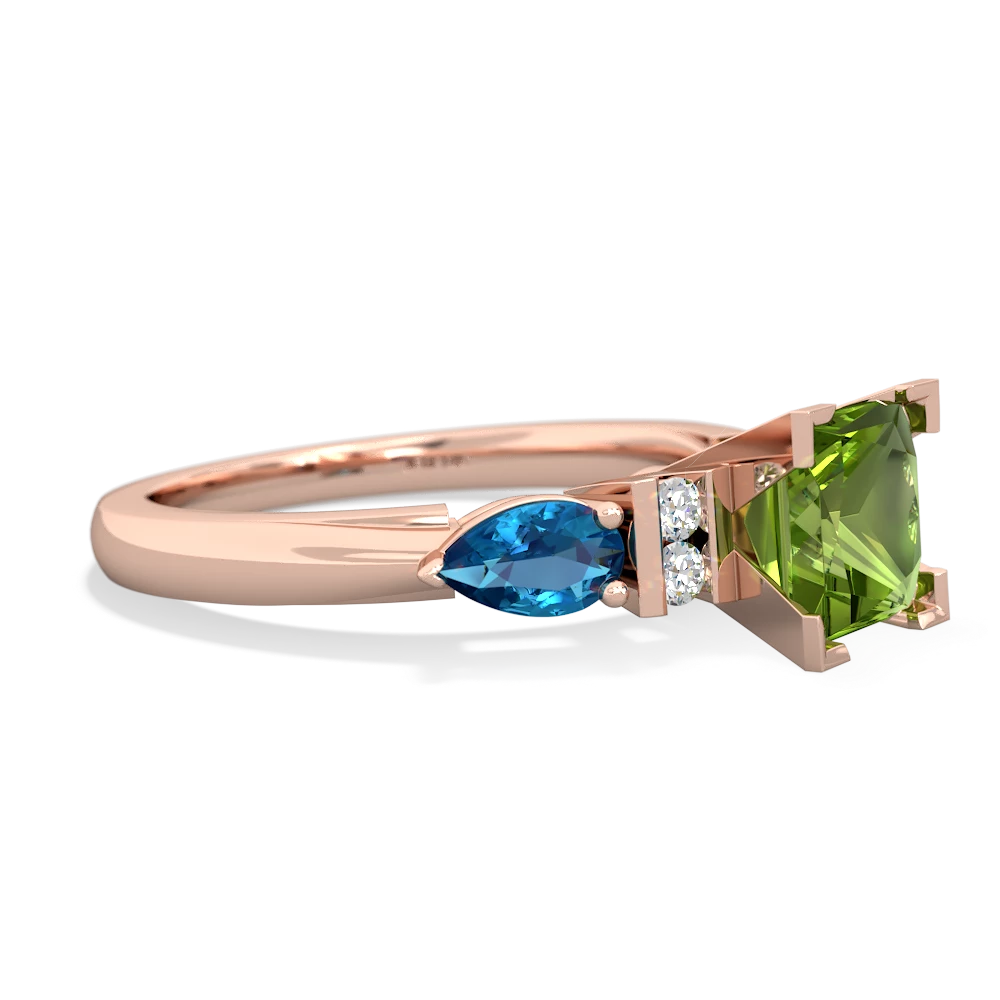 Peridot 6Mm Princess Eternal Embrace Engagement 14K Rose Gold ring C2002