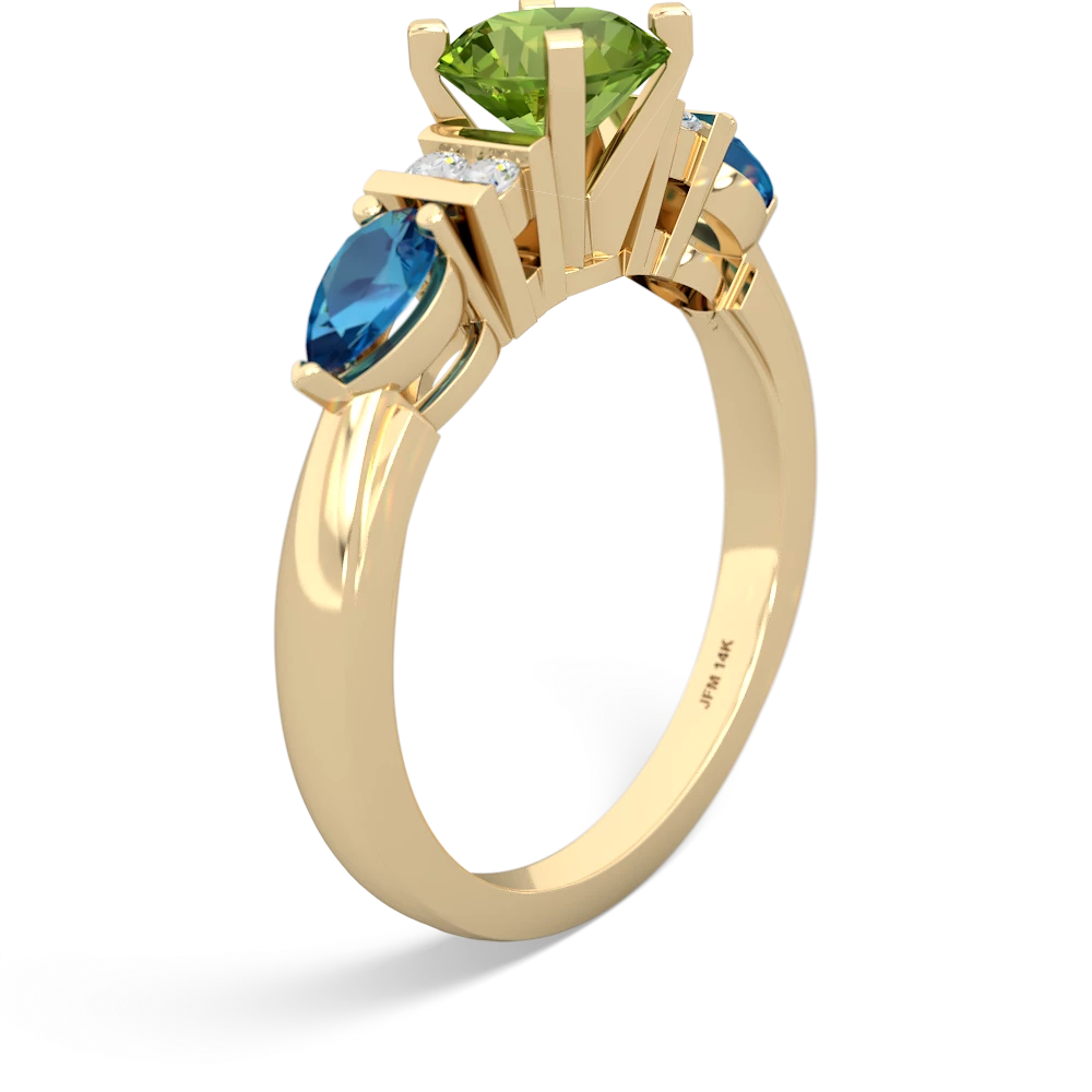 Peridot 6Mm Round Eternal Embrace Engagement 14K Yellow Gold ring R2005