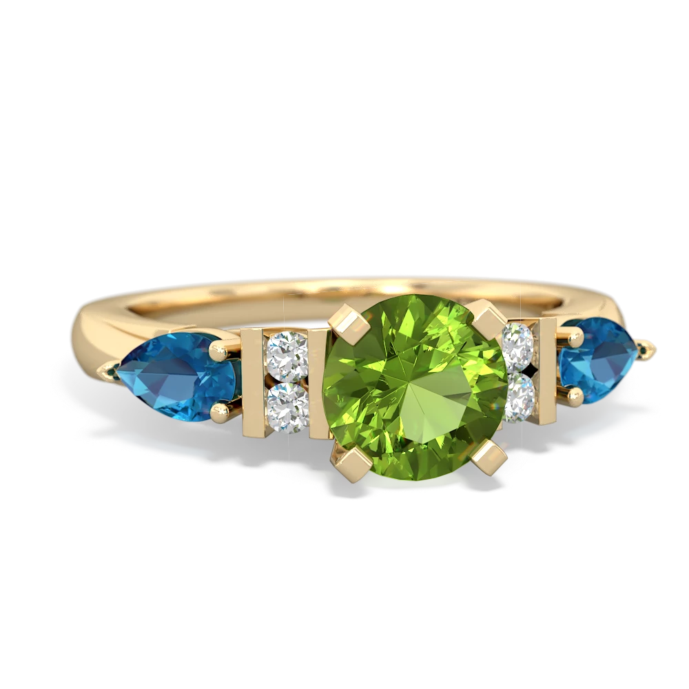 Peridot 6Mm Round Eternal Embrace Engagement 14K Yellow Gold ring R2005