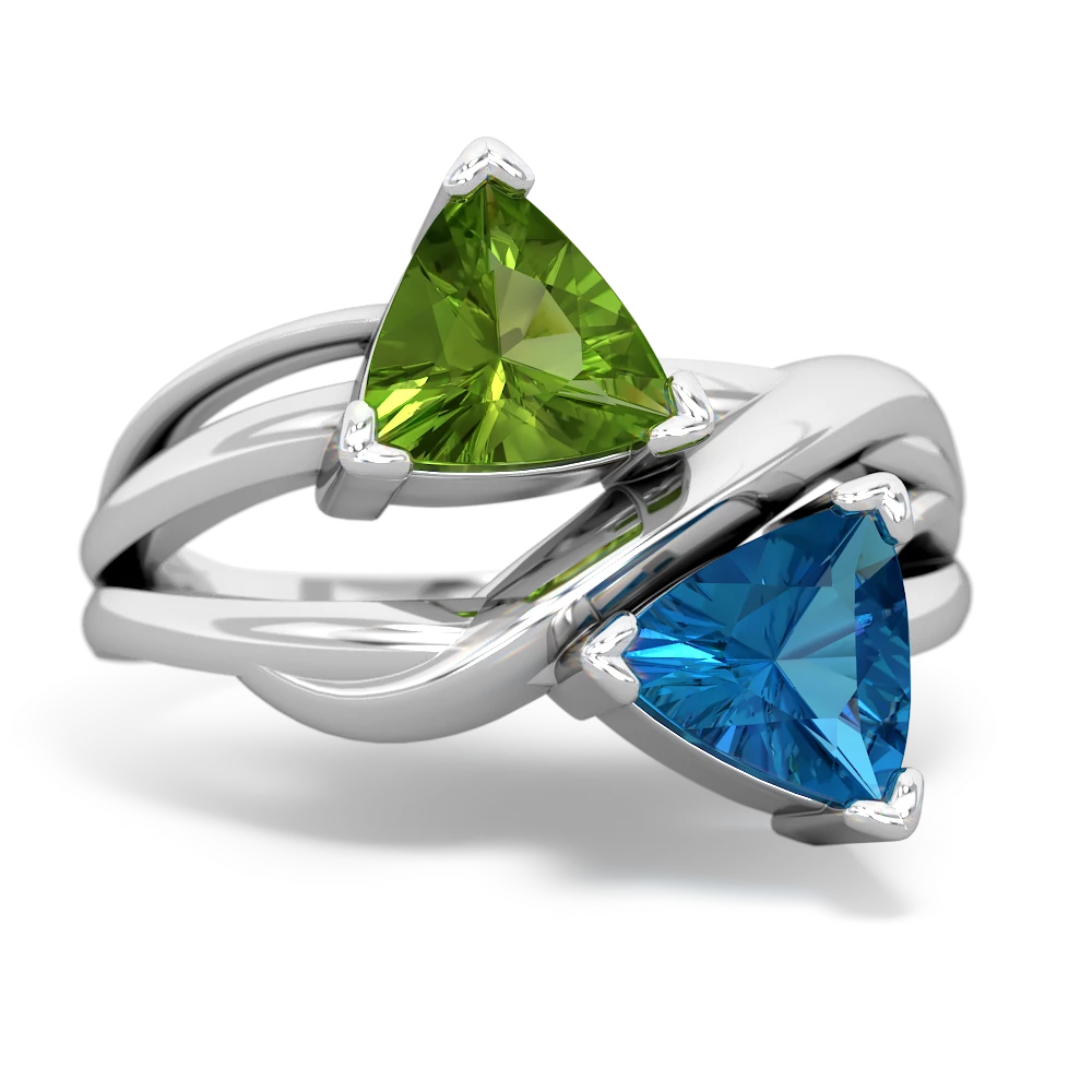 Peridot Split Band Swirl 14K White Gold ring R2341