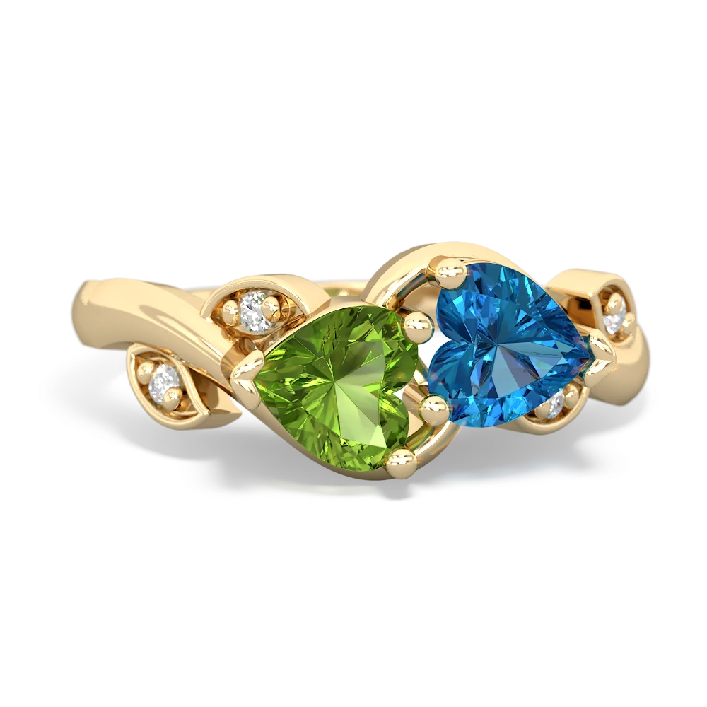 Peridot Floral Elegance 14K Yellow Gold ring R5790