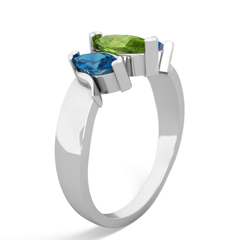 Peridot Three Peeks 14K White Gold ring R2433