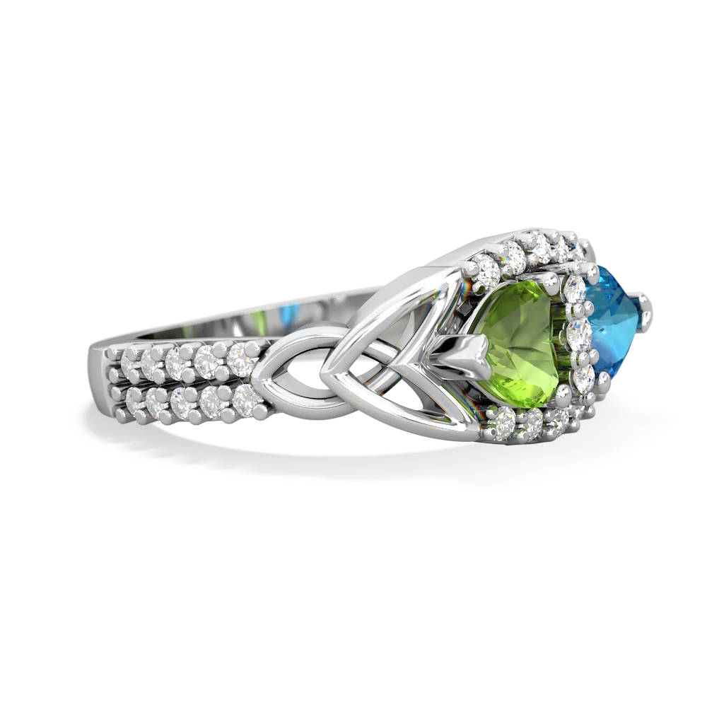 Peridot Sparkling Celtic Knot 14K White Gold ring R2645