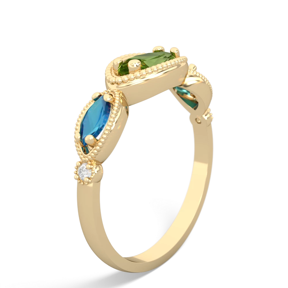 Peridot Milgrain Marquise 14K Yellow Gold ring R5700