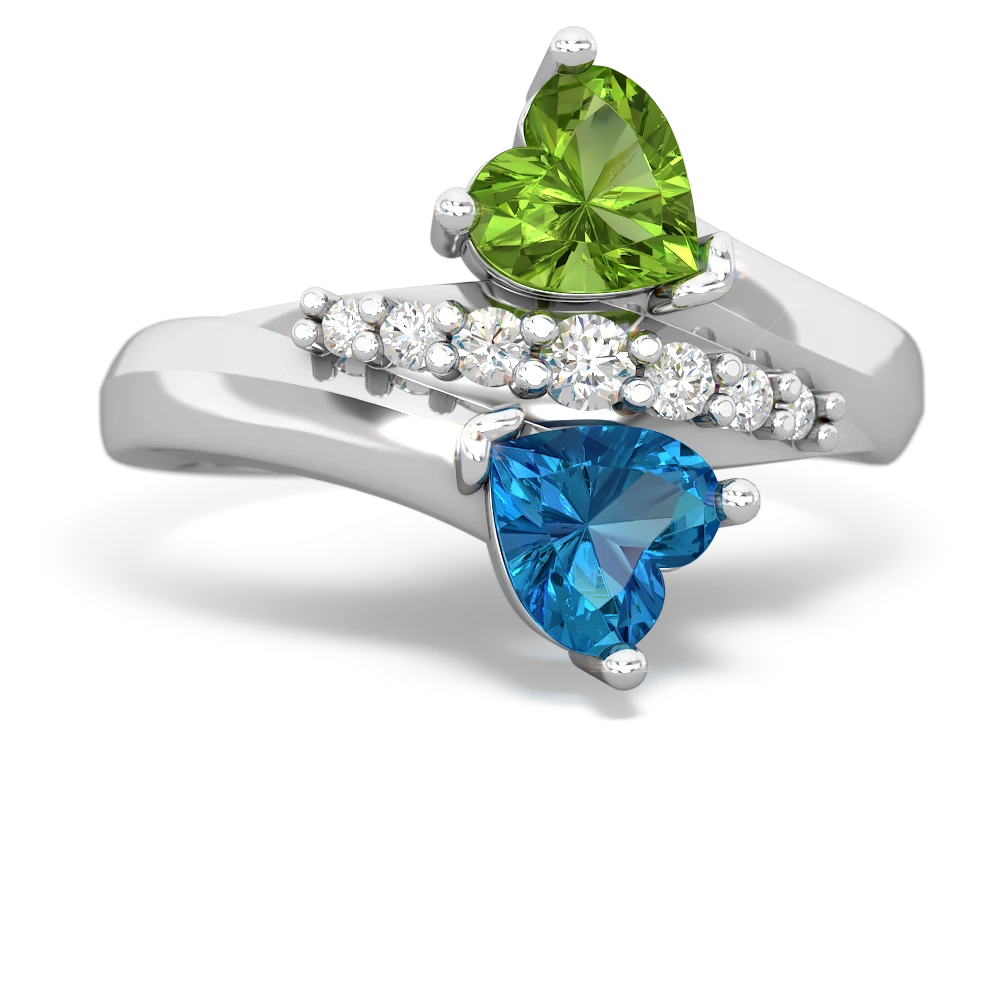 Peridot Heart To Heart 14K White Gold ring R2064