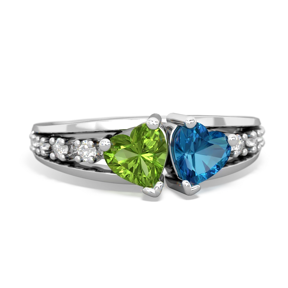 Peridot Heart To Heart 14K White Gold ring R3342