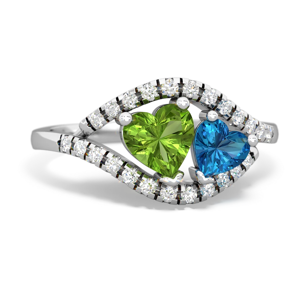 Peridot Mother And Child 14K White Gold ring R3010