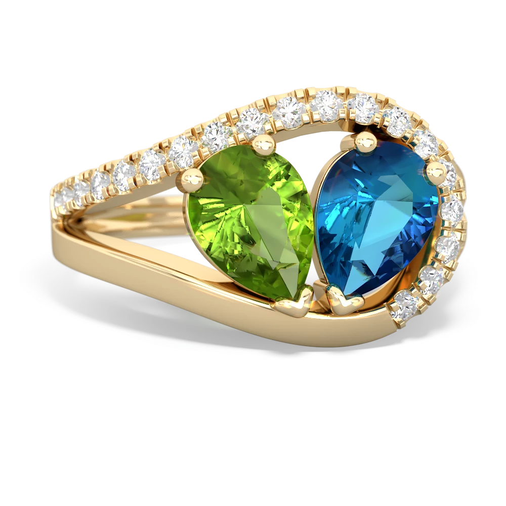 Peridot Nestled Heart Keepsake 14K Yellow Gold ring R5650