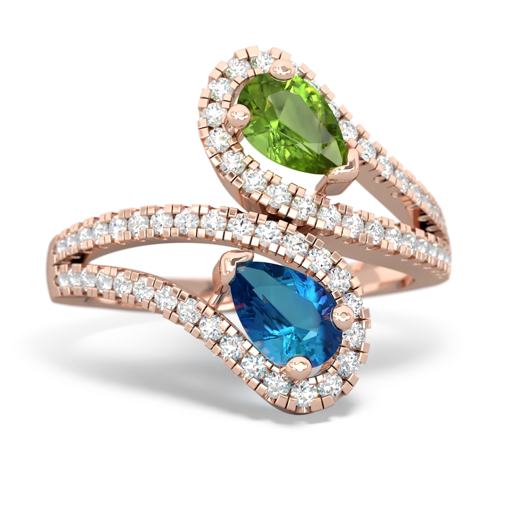 Peridot Diamond Dazzler 14K Rose Gold ring R3000