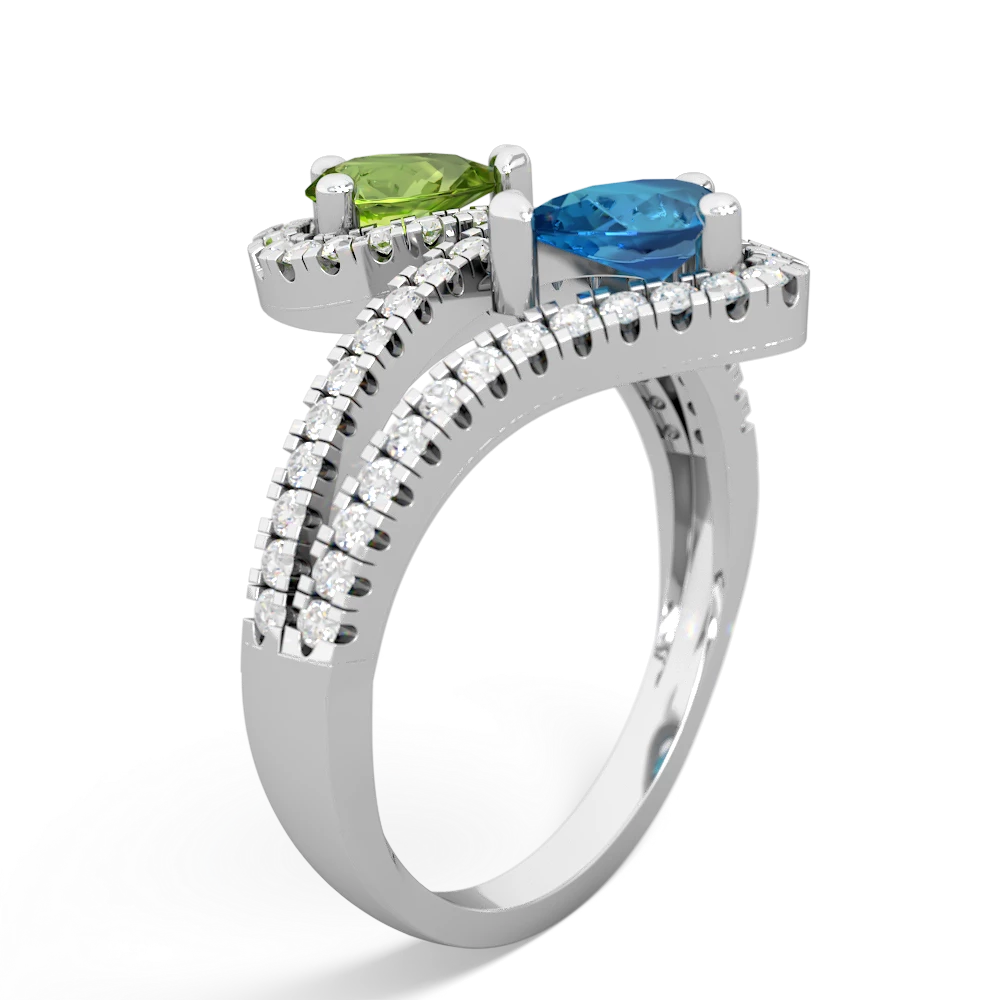 Peridot Diamond Dazzler 14K White Gold ring R3000